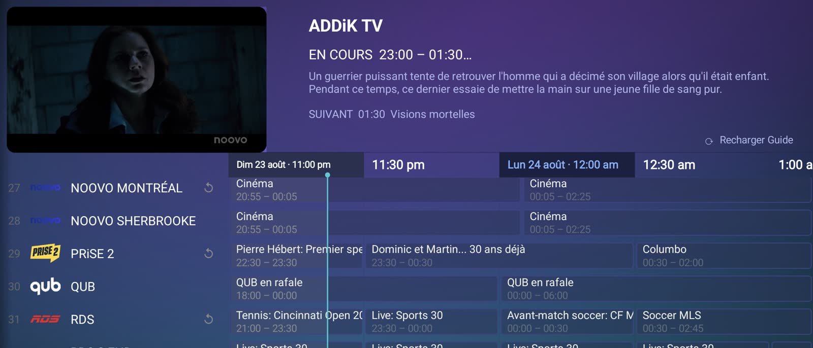 ONYX PLAYER — guide TV Noovo, RDS, QUB